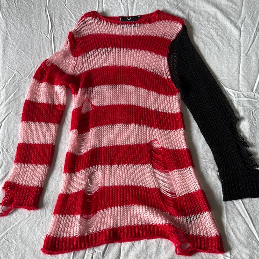 KillStar Distressed Sweater - Pink, Red, Black NWOT